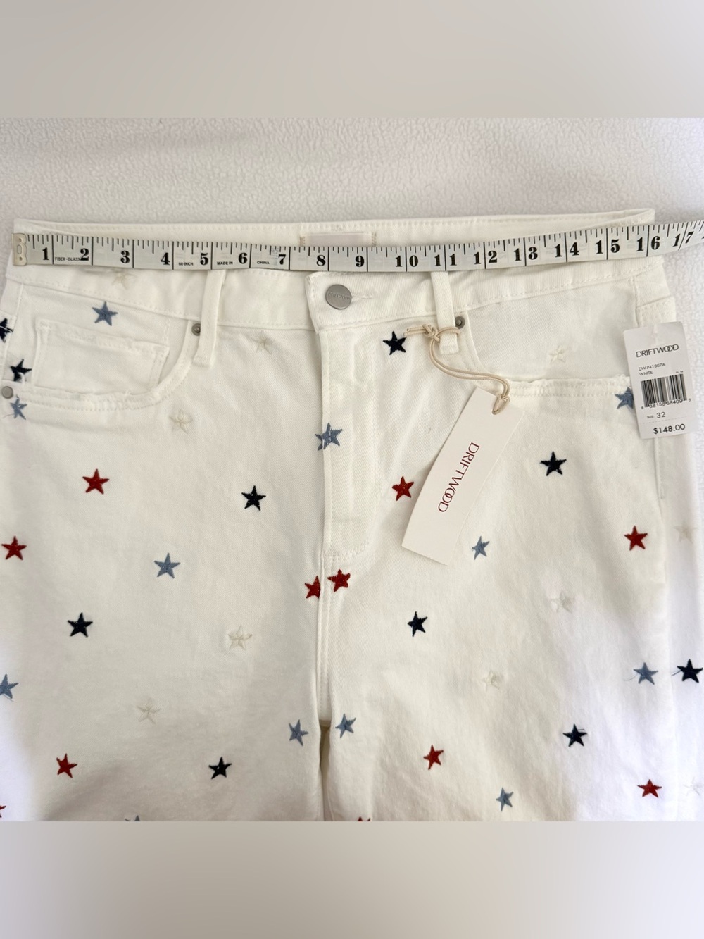 Driftwood Charlee Starry Eyed Embroidered Cropped Wide Leg Jeans Size 32 NWT - Picture 7 of 16